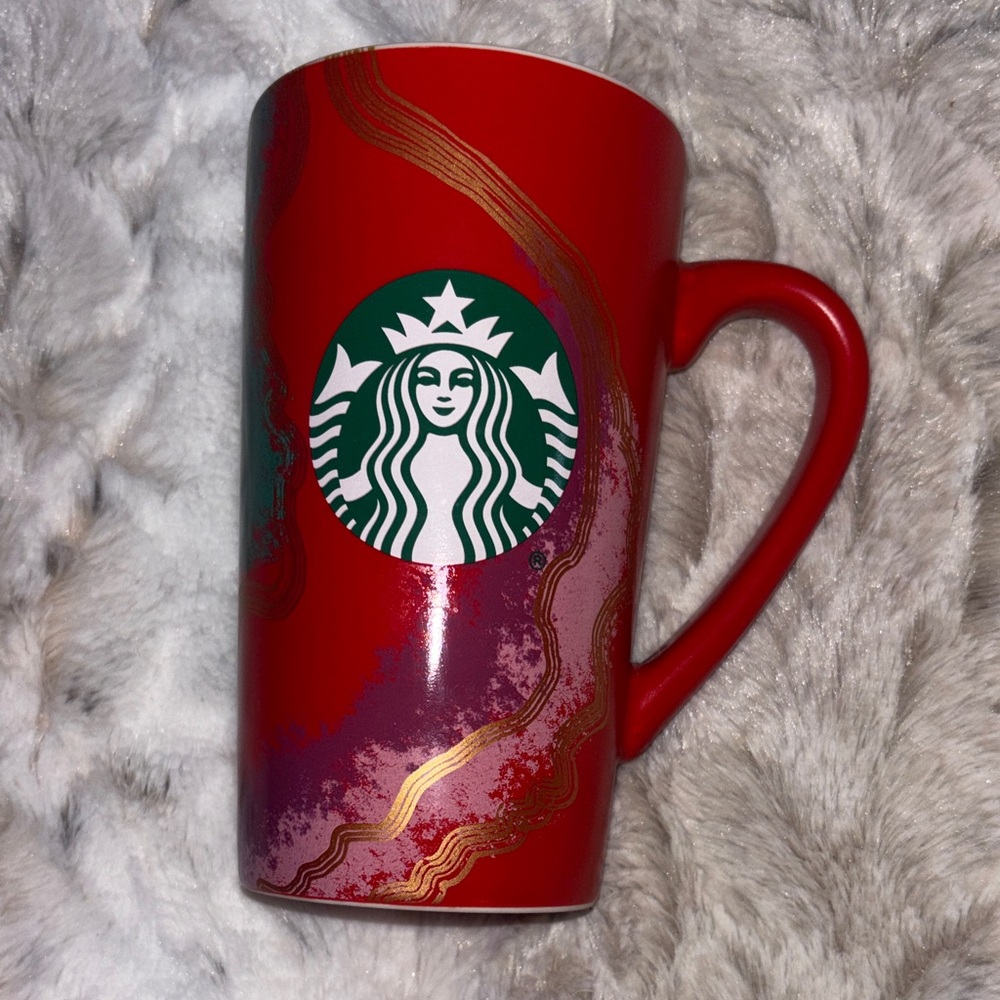 Starbucks Red and Gold Ceramic Mug